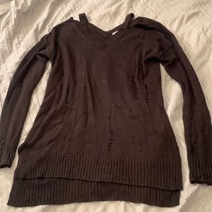 Lightly worn distressed black sweater *rips are intentional*